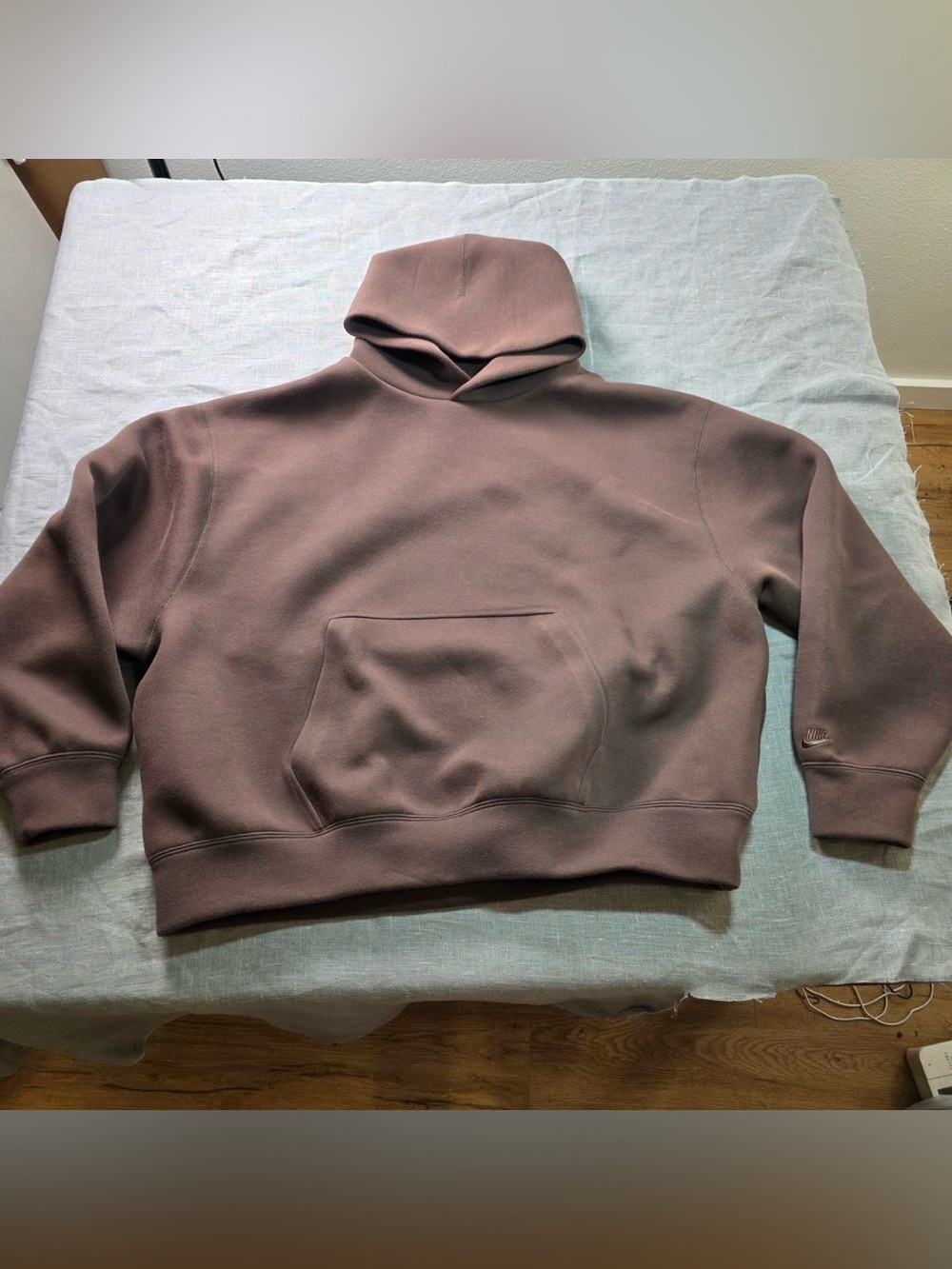 Nike Mens Heavyweight Fleece Oversized Pullover Hoodie Brown Size Large L⁠